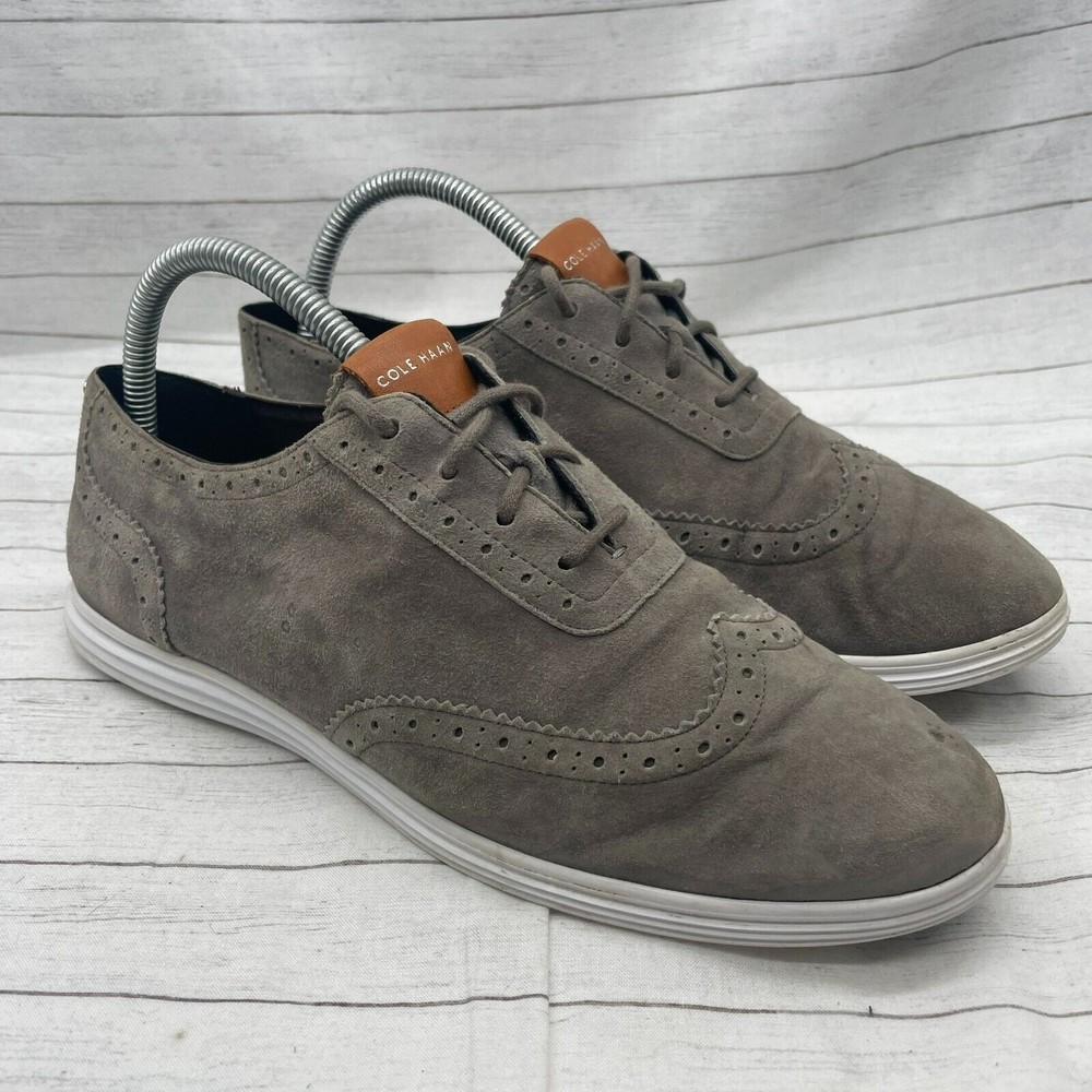Cole Haan Zero Grand OS Lace Up Shoes Womens Size 9.5B Gray Suede Wingtip Oxford